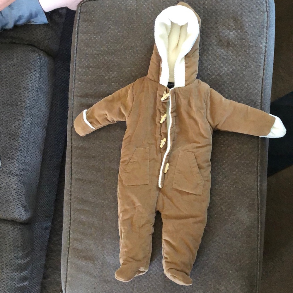 Wendy Bellissimo Brown Hooded Sherpa-Lined One-Piece Bodysuit